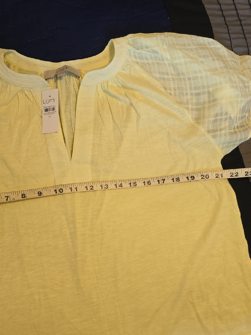 LOFT Pale Yellow Split-Neck Blouse - Picture 4 of 5